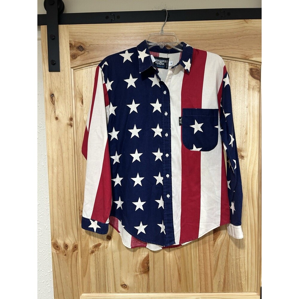 VTG Brooks & Dunn Men’s Panhandle Slim American Flag Patriotic Shirt 90s Size M